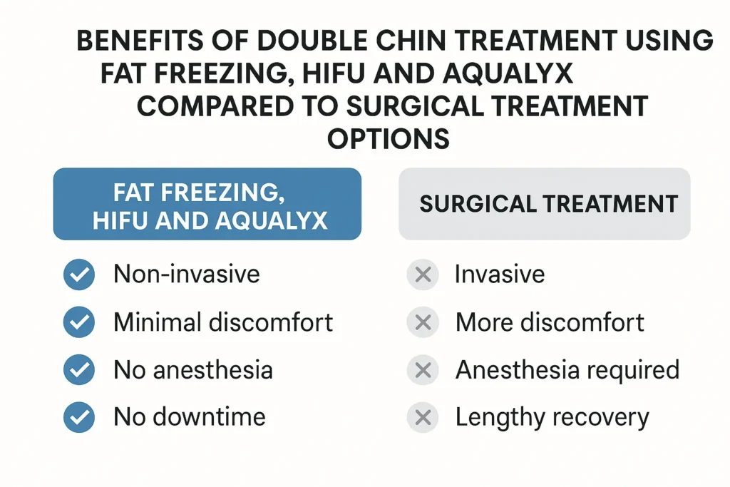 Graphic about the benefits of double chin treatment Glossop - from LA LIPO