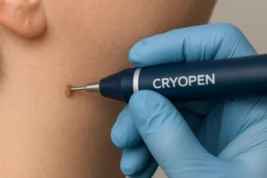 Person receiving skin tag removal Glossop