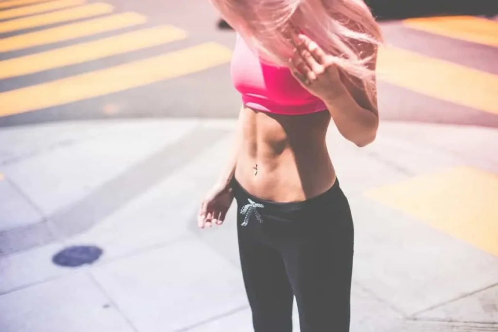 Woman with toned stomach after LA-EMS Body Sculpting Treatment Glossop